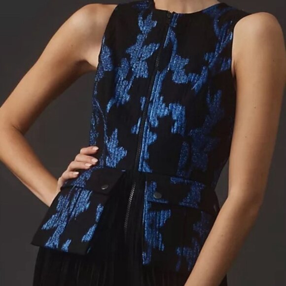 Anthropologie Bhanuni by Jyoti Sleeveless Metallic Jacquard Pleated Midi Dress - Picture 4 of 11